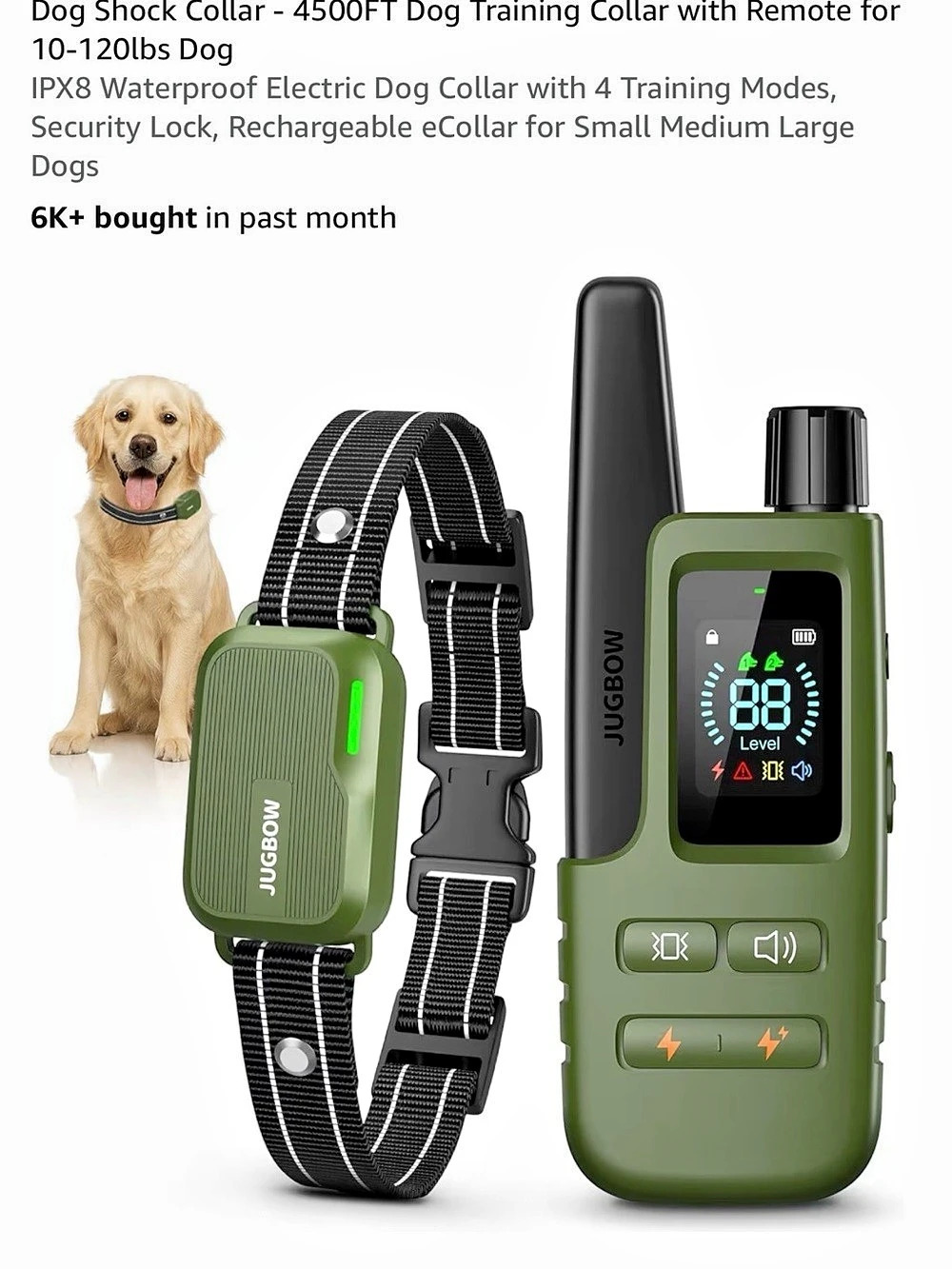 JUGBOW 4500FT Dog Training Collar Green & Black NWT
